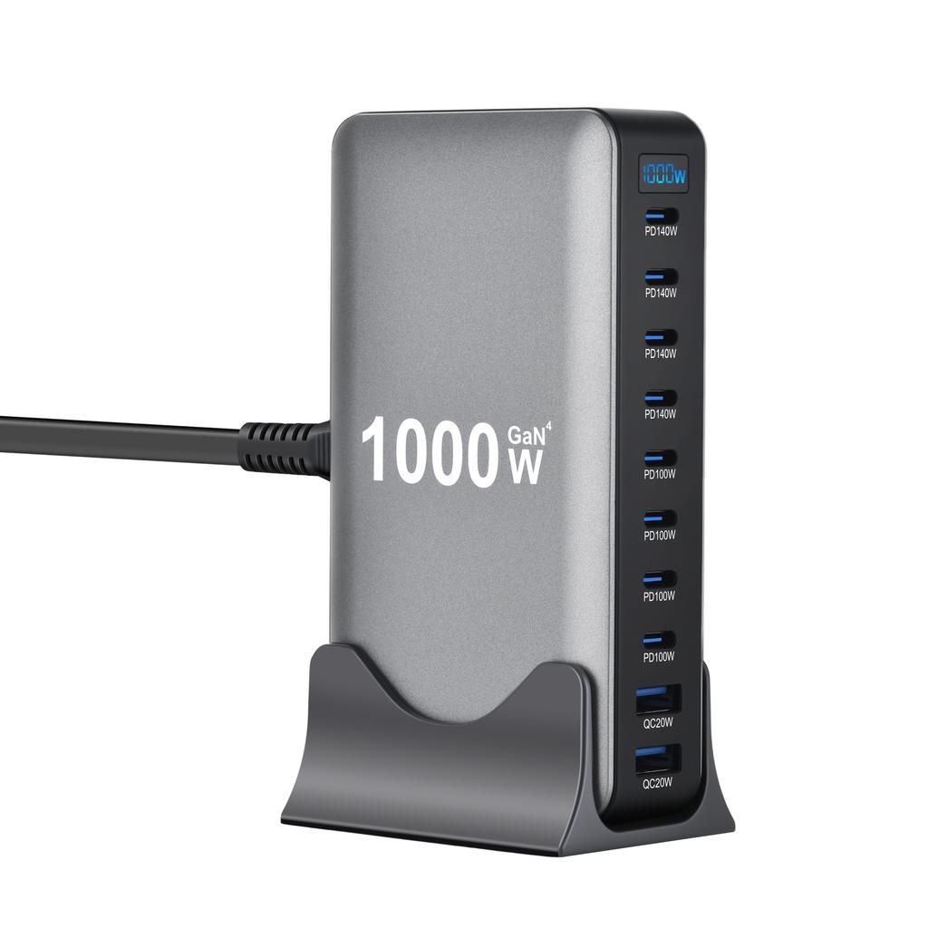1000W Multi-Port Desktop-Ladegerät mit 8C2A Schnellladung, 200W Gesamtleistung für Laptops, Tablets und mehr - Neues Modell