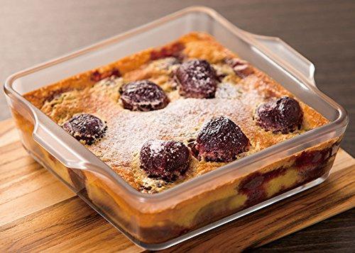 Aderia Cerabake Square Roaster S, Heat-Resistant Glass Gratin Dish, 400ml [Non-Stick, Microwave and Oven Safe, Ceramic Coating] K-9426