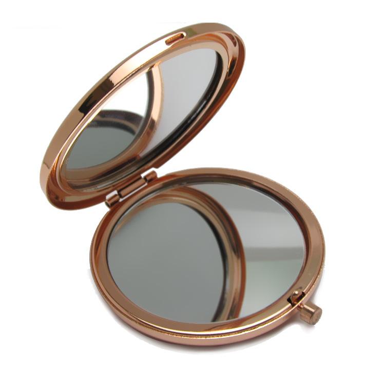Quality Assurance Lighted Double-sided Stainless Iron Custom Logo Pocket Makeup Mirror