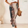 Women Plus Size Abstract Geometric Print Wide Leg Pants Elastic High Waist Loose Casual Long Trousers For Daily Holiday Wear
