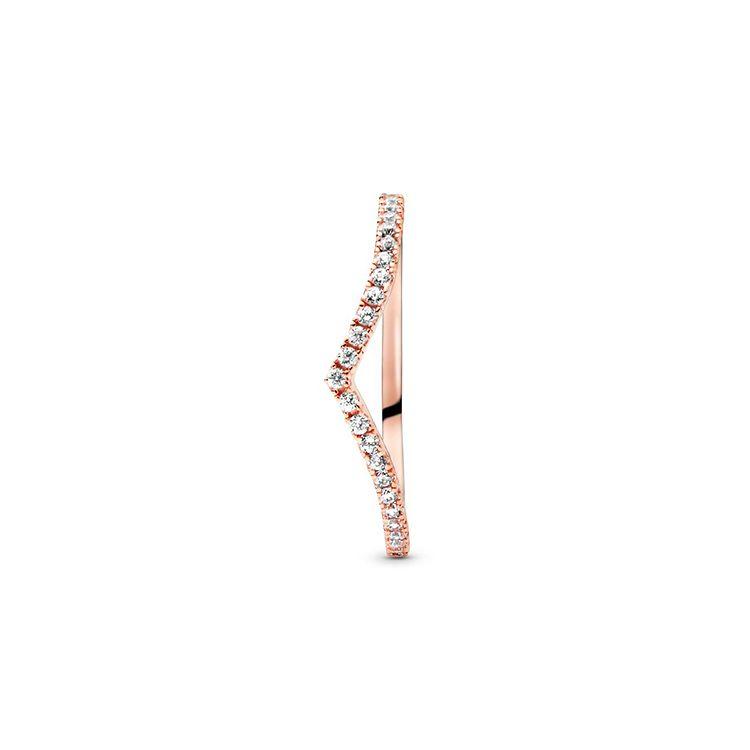 Pandora Small Luxury Wish Sparkling Ring Women ring Rose-Gold 186316CZ