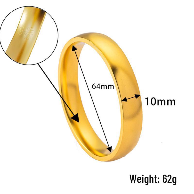 Vietnamese Sand Gold Wide Noodle Bangle for Women - Copper Alloy Simulated Jewelry