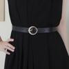 New Fashionable Round Pearl Buckle Women’s Leather Belt Korean-Style Beaded Versatile Minimalist Retro Jeans Belt
