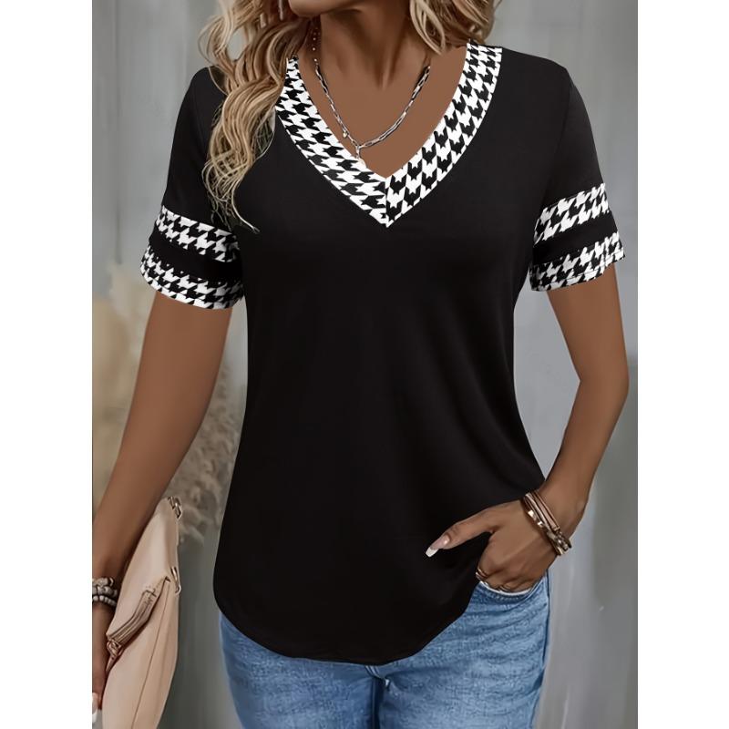 

Printed contrast V-neck short-sleeved T-shirt S