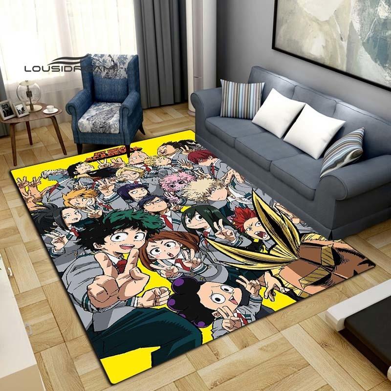 Meu herói academia tapetes moda 3d impressão anime sala de estar quarto grande área tapete macio casa quarto das crianças bonito tapete