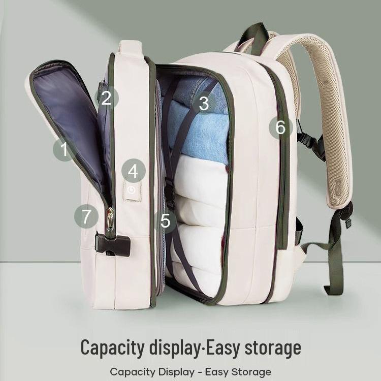 Expandable Double Shoulder Backpack - Unisex Carry-on with Multi-layer Storage and Laptop Compartment, Super Large Capacity