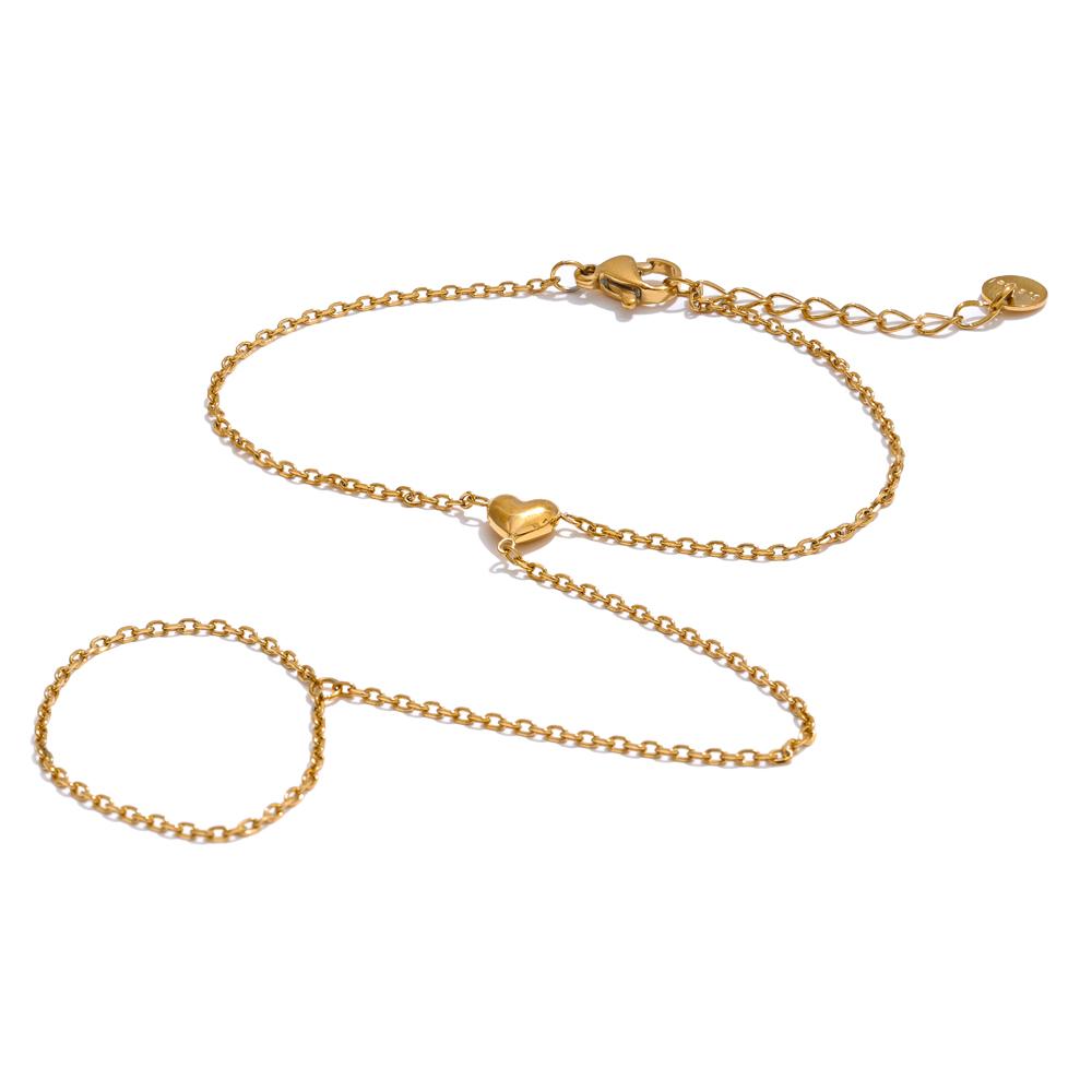 

Yhpup Stainless Steel Heart Chic Bracelet Chain Wrist with Finger Link for Women Waterproof Gold Silver Color Jewelry PVD Plated