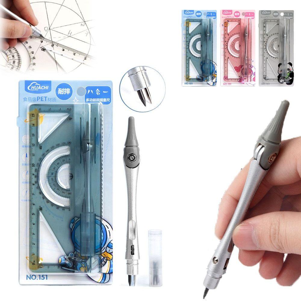 Portable Protractor 8in1 Straightedge Durable Ruler Measurement Set Gift