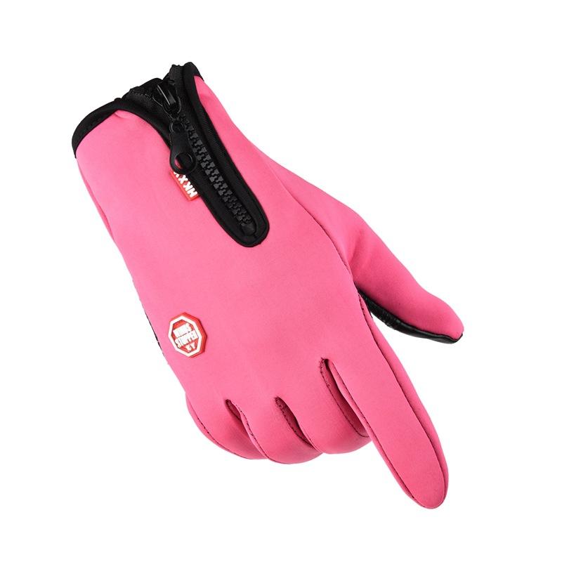 Bicycle gloves full finger touch screen outdoor windproof mens and womens zipper waterproof fleece warm mountaineering ski gloves