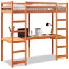 High Bed Without Mattress Wax Brown 80 X 200 Cm Solid Pine Wood