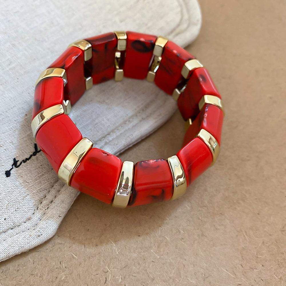 Europe American Style Acrylic Bangle Resin Exaggerated Bracelet Creative Elastic Bracelet  Women