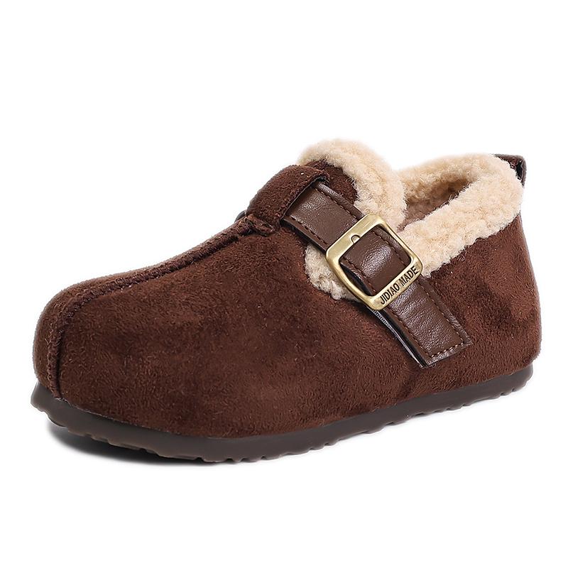 

Fashion Autumn Winter Children Cotton Padded Warm Shoes Buckle Strap Kids High Quality and Shoes 30 коричневый