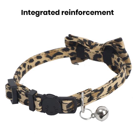 Haustierhalsband mit Leopardenmuster und Glöckchen, leichte Katzenhalskette aus Stoff, skalierbares Haustierhalsband