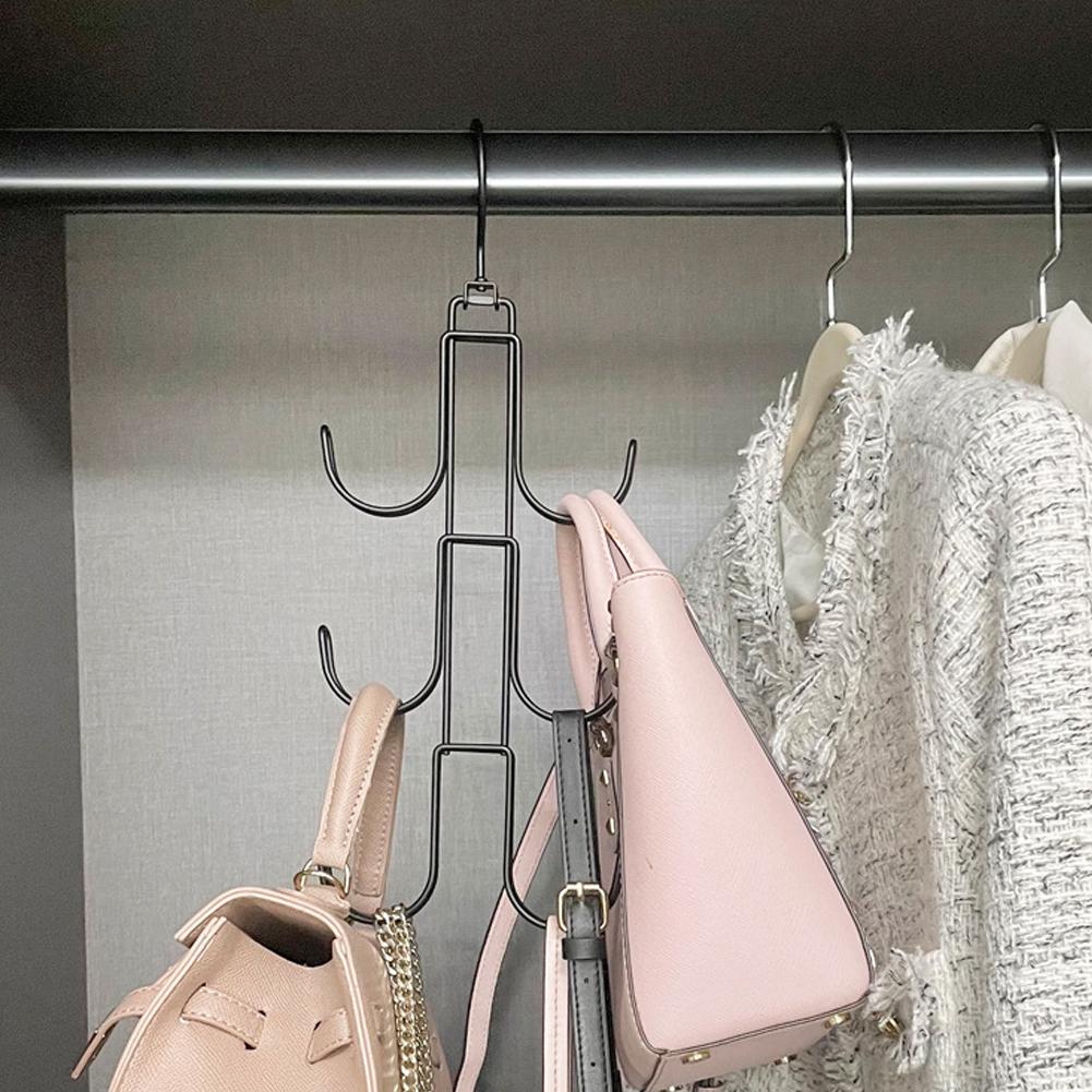 Metal Rotated Handbag Storage Hanger Organizer Multi-Layer Bag Ties Scarf Hanging Hook Space-Saving Clothes Hanger For Wardrobe