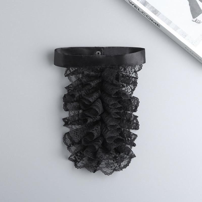 Ruffle Lace Neck Tie Shirt Front Detachable False Collar Necktie Stage Performance Party Multi-Layer Neckwear Neck Collar