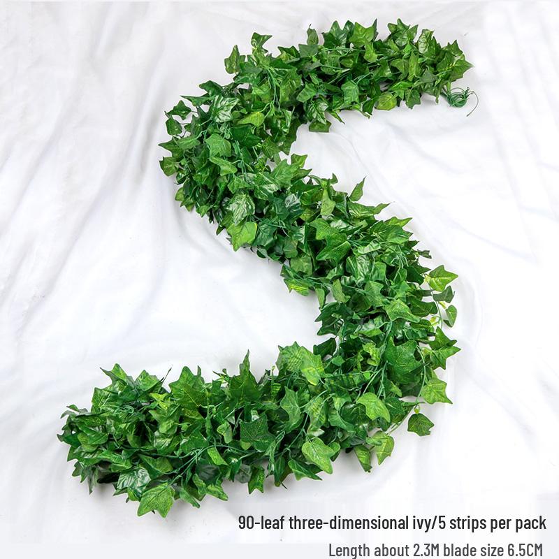 Rattan Faux Green Leaves & Vines - Decorative Plastic Flower Vines for Water Pipes & Air Conditioning Cover