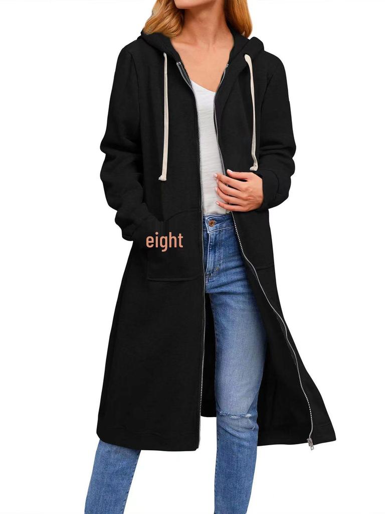 2025 Damen Große Größen Herbst/Winter Lockerer Reißverschluss Langer Strickjackenmantel