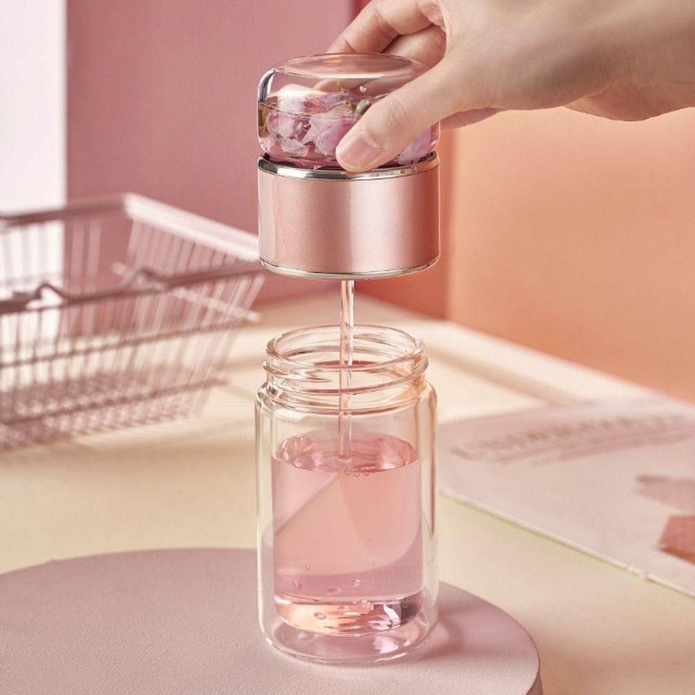 Double Layer Glass Tea Water Bottle Leak Proof Tea Infuser Bottle Tea Water Separation Cup  Office