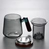 High Borosilicate Glass Glass Tea Cup with Tea Infuser Wood Handle Tea Maker  Office Use