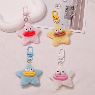 Kawaii Sausage Mouth Funny Star Keychain Cartoon Keychains Colorful Car Key Ring Bag Decoration