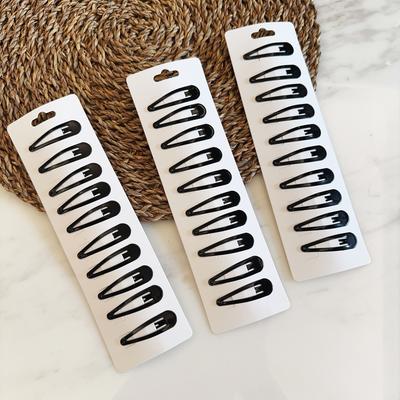 10/20/50/100pcs/set Women Black Waterdrop Shape Basic Alloy Hair Clips BB Hairpins Barrettes Fashion Hair Accessories