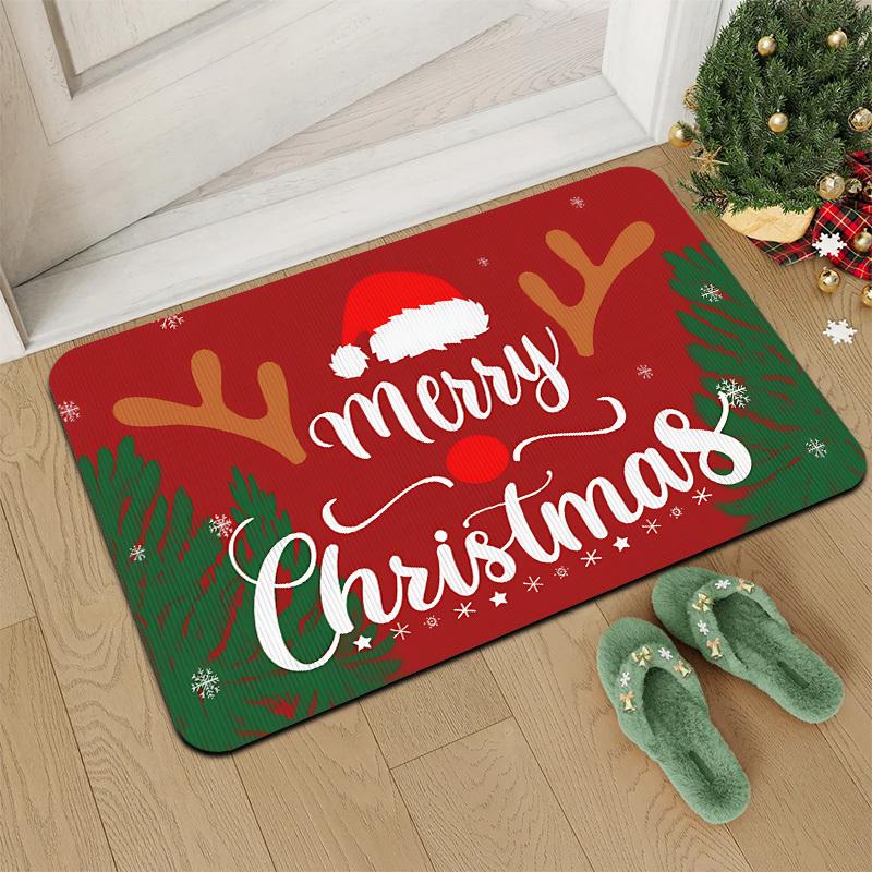 

Christmas Theme Entry Door Mat Entryway Anti Slip Water Absorbent Dust Removal Foot Mat Holiday Decoration Floor Mat 40X60CM(1.3X2FT