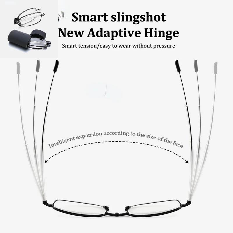 Men Women Folding Reading Glasses with Case Portable Telescopic Presbyopia Eyeglasses Prescription Glasses Diopter +1.0 To +4.0