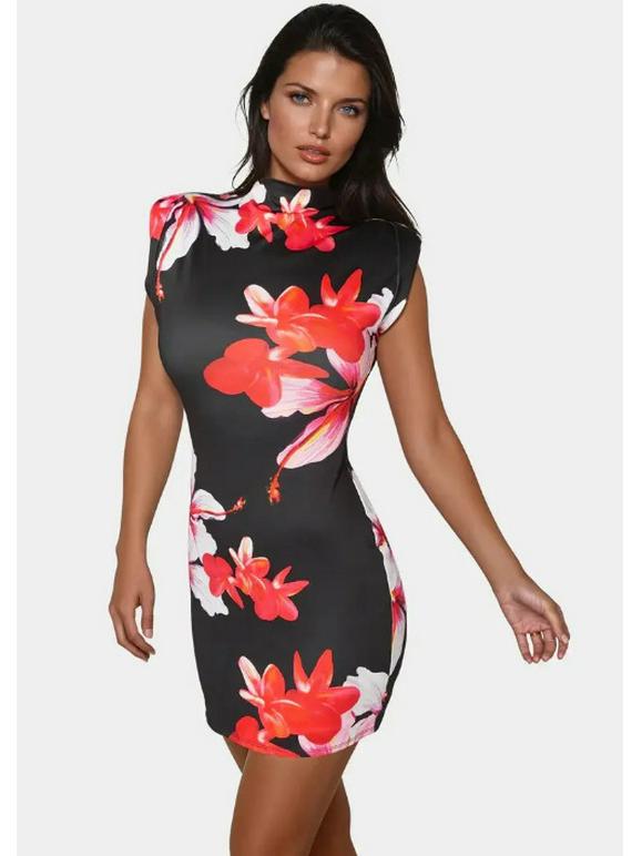 2026 Summer European & American Women s Sleeveless Floral Bodycon Dress XL чёрный