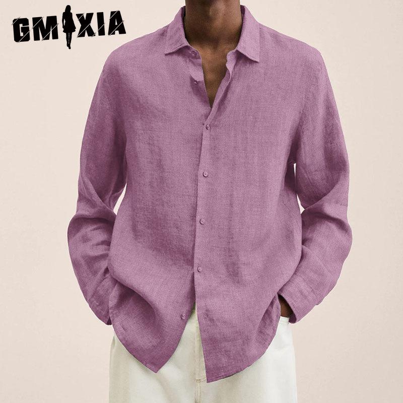 GMXIA Baumwolle Langarm T-Shirt Herrenmode Lockeres Shirt Bedrucktes Mitfühlendes Shirt