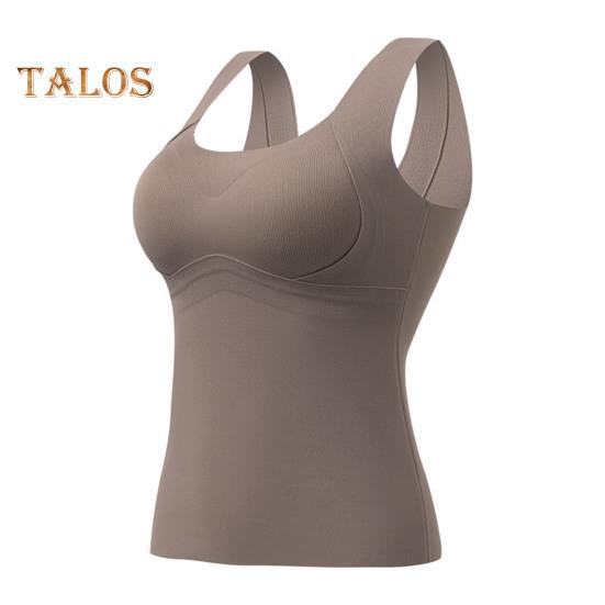 Winter Women Thermal Vest with Chest Pads Seamless Velvet Fast Temperature Lock Heating Slim Fit Elastic Sleeveless Inner Wear Bottoming Tank Top