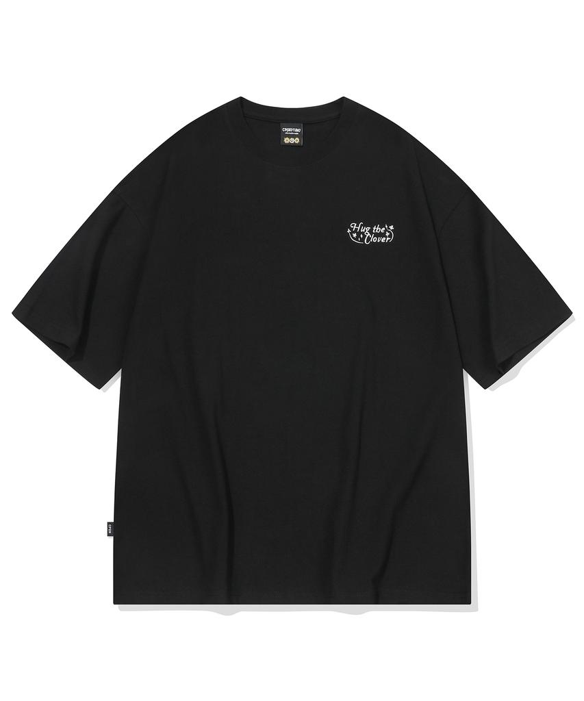 CPGN STUDIO Clover Bunny Embroidered Short Sleeve T-Shirt Black