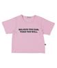 WHEN YOU MOVE Lettering Semi-Crop Short Sleeve T-Shirt Pink