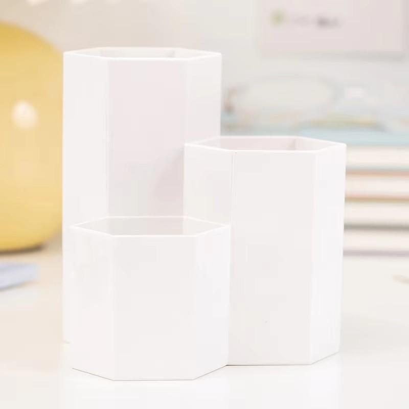 Three-grid Pen Holder Student Office Multifunctional Desktop Storage Box Makeup Brush Stationery Small Item storage Box Gift