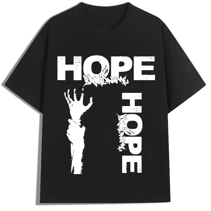 

Street fashion top with letter print round neck short sleeved shirt Y2K style mens casual cotton Tshirt S