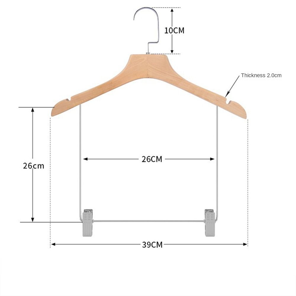 Adjustable Metal Clips Solid Wood Suit Hangers Closet Clothes Durable Pant Hangers  Home