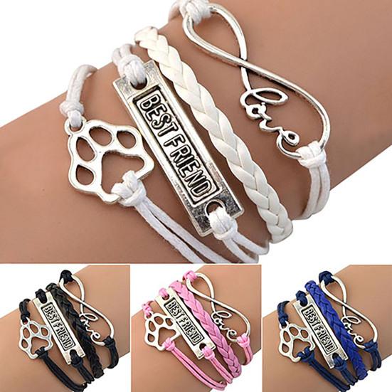 Bracelet Vintage Footprint Weave Strap Alloy Infinity Bracelet for Party