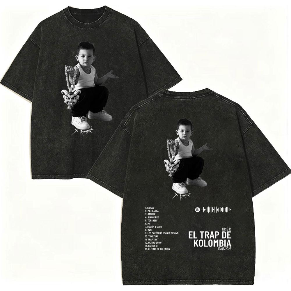 Vintage Washed Rapper Kris R Tshirts Men Women Clothing High Street Fashion Trend T Shirt High Quality Cotton Oversized Tshirt