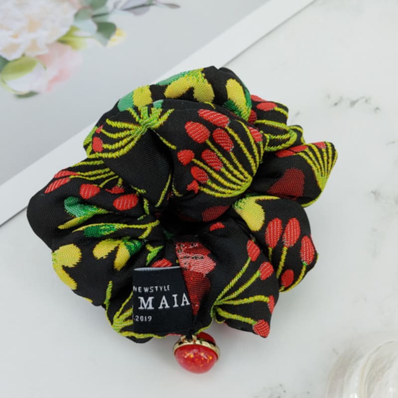 Maia Rose Jacquard Gopchang Shushu Hair Band - Black