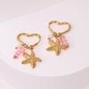 Orecchini a clip a forma di stella marina e conchiglia placcati oro in acciaio inossidabile – Stile vacanza oceanica europeo e americano