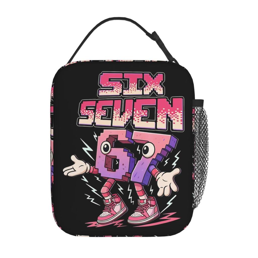 Insulated Lunch Tote Bag 67 Six Seven 6-7 Funny Italian Brainrot Lunch Food Box Causal Cooler Thermal Lunch Box For School