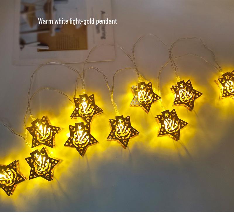 Creative Middle Eastern Star & Moon LED String Lights - Iron Art Festive Décor