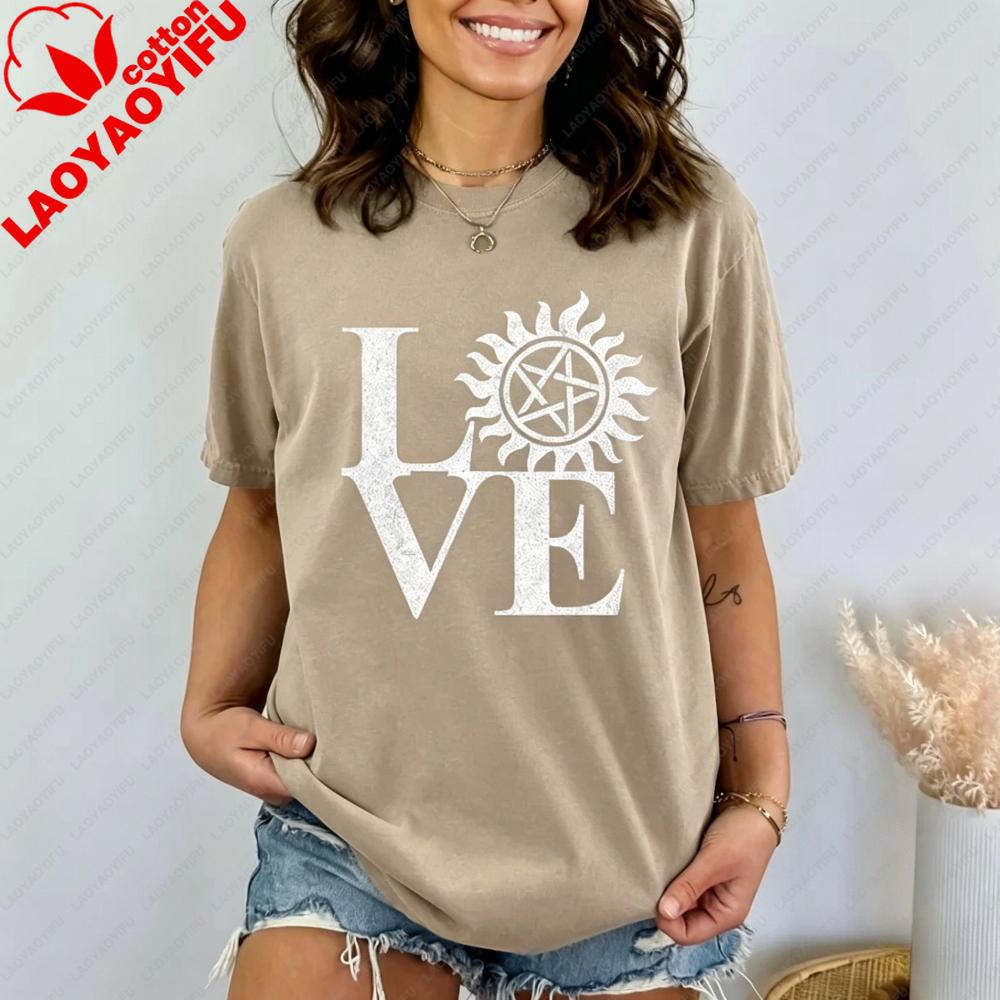 LOVE Supernatural Shirt Winchester Brother Tshirt Science Fiction TV Series Fans Tee SPN Lover Gift T-shirtunisex Cotton Tops