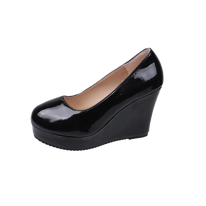 Scarpe Eleganti Taglia Grande Scarpe Singole Estive Nuove Punta Tonda Bocca Bassa A Calzare Piattaforma Impermeabile Antiscivolo Tacco Alto Scarpe con Tacco