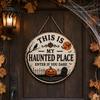 Seasonal Front Door Sign Halloween Sign This Is My Haunted Place Festival Decorative Plaque Hanging Plaque Metal Wall Art Decor Home Ornament