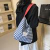 Summer Dopamine Color Plaid Shoulder Bag Women's Large Capacity Backpack Casual Cloth Bag Tote Bag