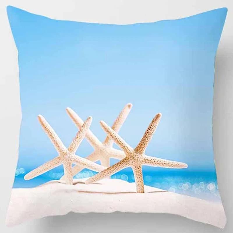Beach Starfish Spray Coconut Tree Style Free Print Pillow Case Home Decoration Car Sofa 40x40 Cm Polyester Pillow Case