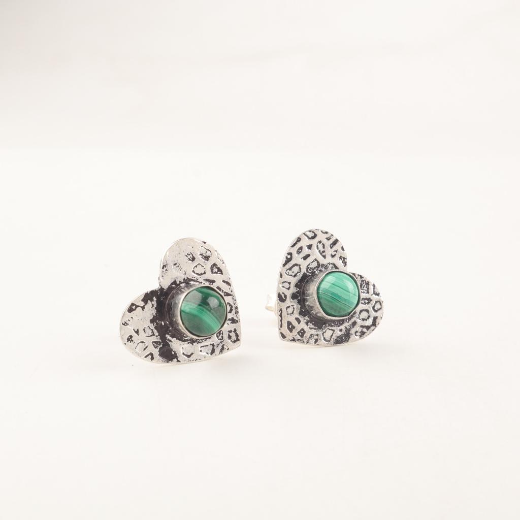Malachite Gemstone 925 Sterling Silver Jewelry Handmade Studs 0.6" Gift For Mom EE-143-22
