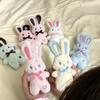 Cute Soft Fluffy Plush Rabbit Keychain With Lovely Bow Decor For Backpack Charms Girls Birthday Gifts
