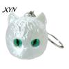 Playful Cat Bag Decoration 3D Printed Head Keychain, Cute Kawaii Kitten Charm with Pearlescent Finish & Bright Shaped Ornament Green Eyes, Lightweight