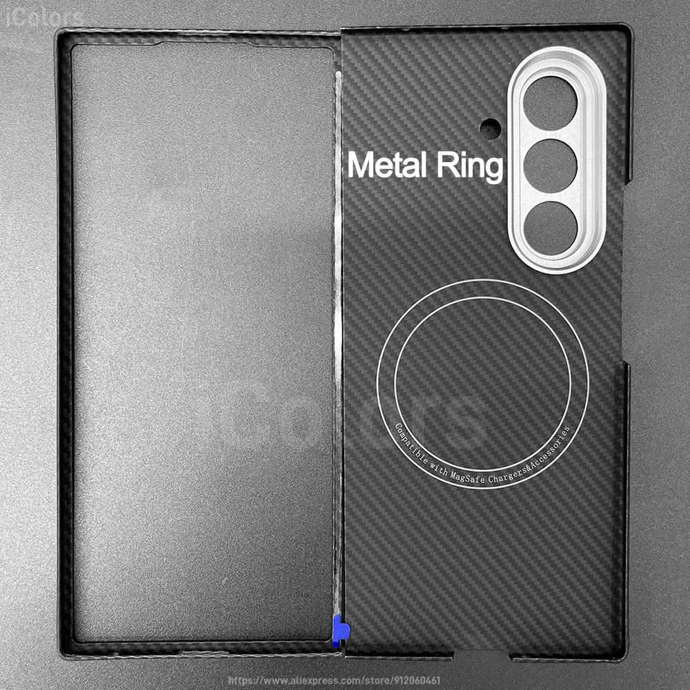 Magnetic Aramid Case For Samsung Galaxy Z Fold 7  Carbon Fiber Magsafe Case Magnetic Shell Cover Camera Lens Protection